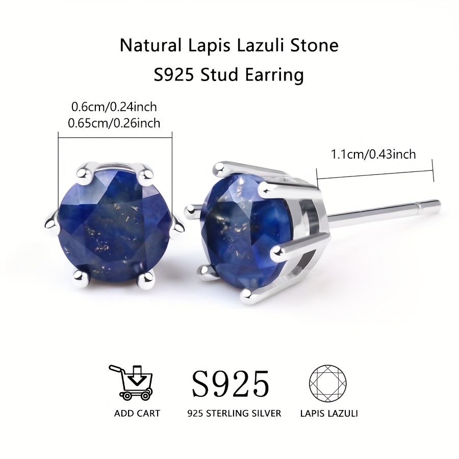 Lapis Lazuli Silver Earring Set 1.5 Carat Six Claw